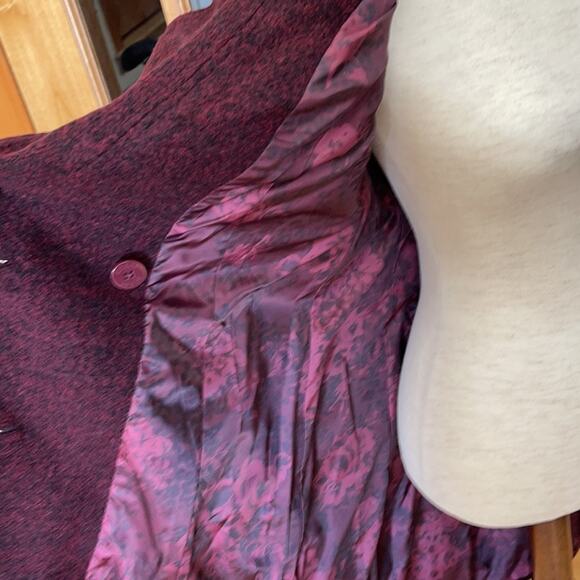 Wine Military Coat Gold Buttons Asymmetrical Foldover Collar Small NWT - Picture 13 of 14